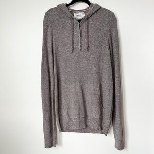 NWT Flag & Anthem 1/4 Zip Hooded Sweater Brown Heather Mens Medium Cotton Blend‎